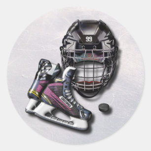 Eishockey-Skate Helmet Puck mit Name und Anzahl Runder Aufkleber