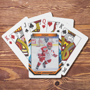 Eishockey-Spieler behalten Coole Orange Custom Spielkarten