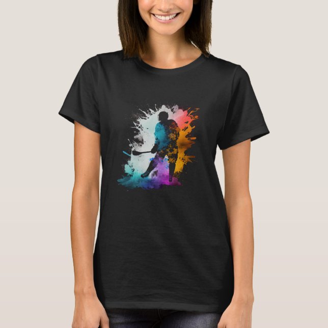 Eishockey-Spieler Eishockeyschläger Eishockey T-Shirt (Vorderseite)