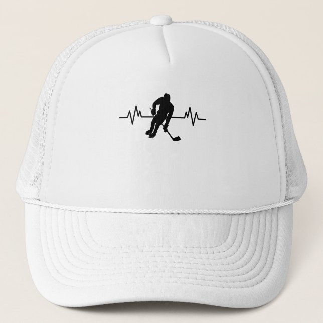 Eishockey-Spieler-Heartbeat Funny Sports-Geschenk Truckerkappe (Vorderseite)