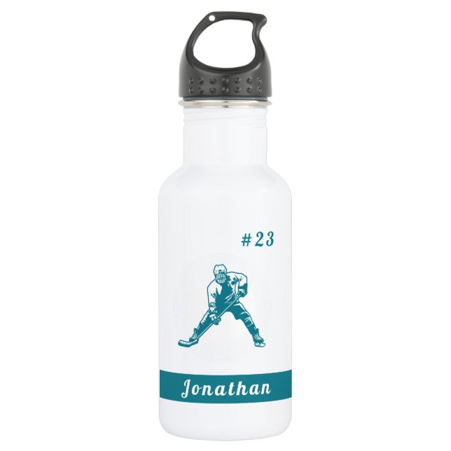 Eishockey-Spieler Sportname und Anzahl Kinder Edelstahlflasche (Vorderseite)