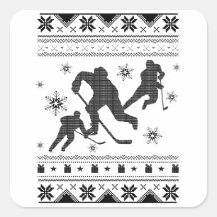 Eishockey-Spieler Uggy Weihnachten   Hockey-Gesche Quadratischer Aufkleber