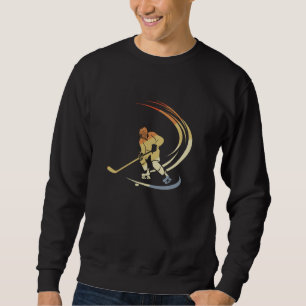 Eishockey-Spieler Zeichne Vintages Aussehen Sweatshirt