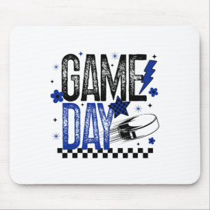 Eishockey-Spieltag Hockey-Mom Retro Blau Und Schwa Mousepad