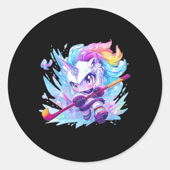 Eishockey Sport Eishockey Unicorn Runder Aufkleber (Vorderseite)