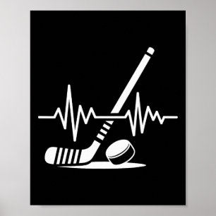 Eishockey-Sportler Stock Und Puck Herzschlag F Poster