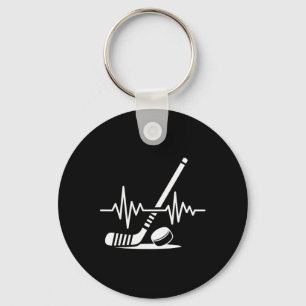 Eishockey-Sportler Stock und Puck Herzschlag F Schlüsselanhänger
