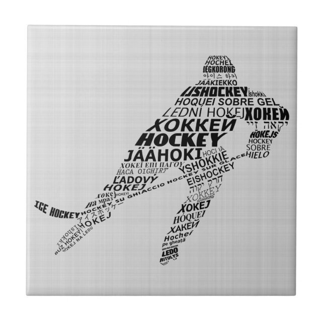 Eishockey Sprachen Text Art Tile Fliese (Vorderseite)