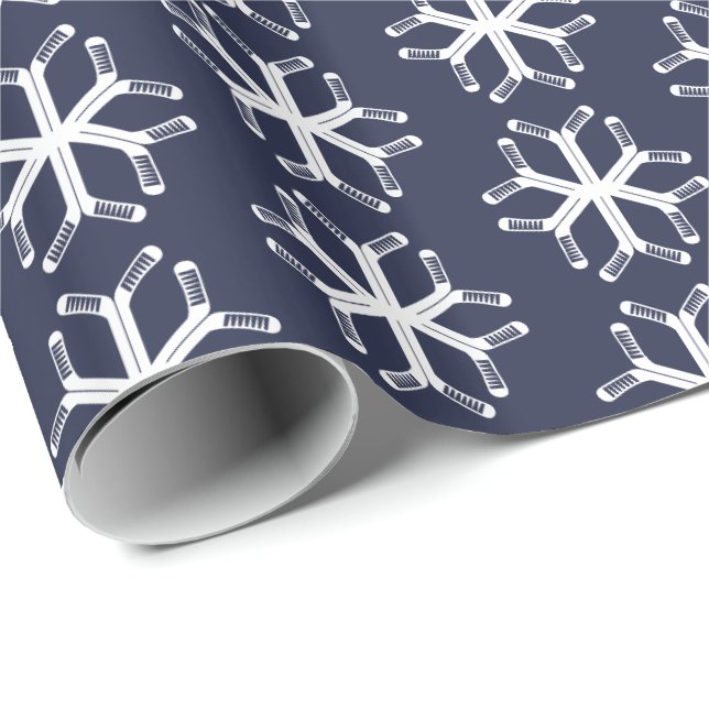 Eishockey Sticks Snowflake Muster Geschenkwrake Geschenkpapier (Rolleneckpunkt)