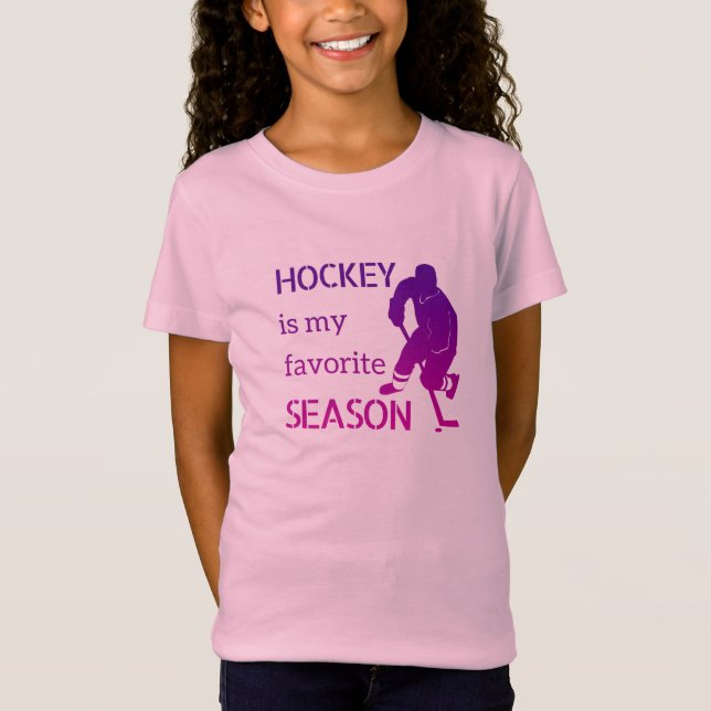 Eishockey-T - Shirt Favoritensaisonfan lila rosa (Vorderseite)