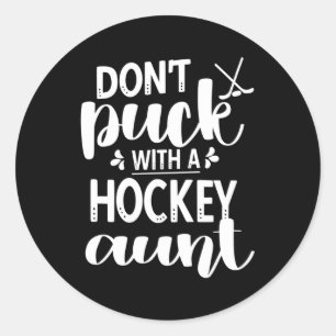 Eishockey-Tante eines Eishockeyspielers Runder Aufkleber