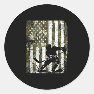 Eishockey-Tarnung USA-Flagge Hockeyspieler Runder Aufkleber