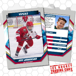 Eishockey-Trading-Card in Cool Red Blue Gray Visitenkarte