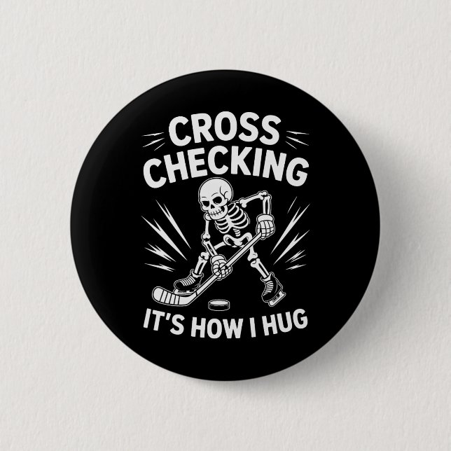 Eishockey-Trainer Spieler, Cross Checking So Mache Button (Vorderseite)