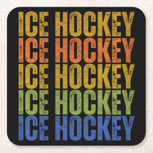 Eishockey-Typografie Rechteckiger Pappuntersetzer