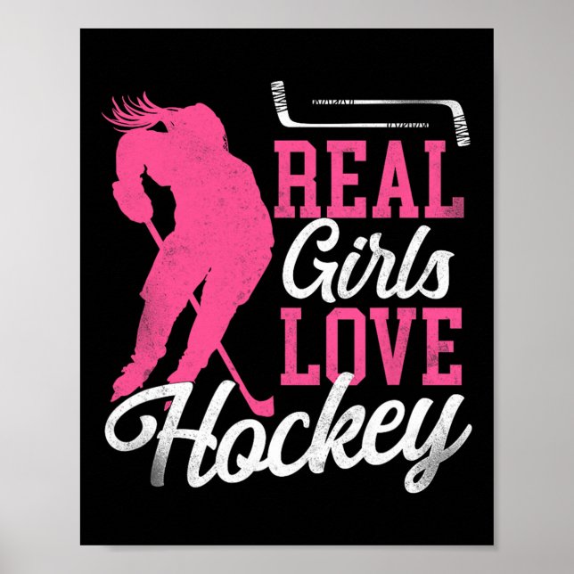 Eishockey Vintage Mädchen  Poster (Vorne)