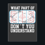Eishockey Was für ein Teil verstehen Sie nicht? Postkarte<br><div class="desc">Tragen Sie zur Schule,  Uni,  Universität,  zum Büro,  zur Arbeit,  zum Party oder einfach in der Öffentlichkeit! Ein lustiges Eishockeydesign für den Trainer eines Teams. Perfektes Geschenk für jeden Eishockey-Fan zum Geburtstag oder Weihnachten.</div>