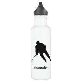 Eishockey Wasserflasche Name Schwarz Edelstahlflasche