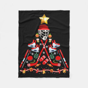 Eishockey-Weihnachtsbaum Lustiger Weihnachten Pyja Fleecedecke