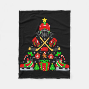 Eishockey-Weihnachtsbaumlichter Lustige Weihnachte Fleecedecke