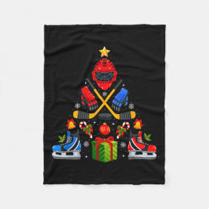 Eishockey-Weihnachtsbaumlichter Roter Weihnachtsma Fleecedecke