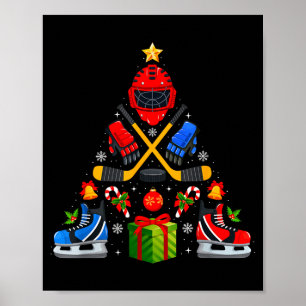 Eishockey-Weihnachtsbaumlichter Roter Weihnachtsma Poster