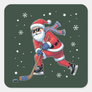 Eishockey Weihnachtsfeier Eissportteam Quadratischer Aufkleber