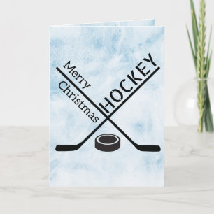 Eishockey-Weihnachtskarte - Blauer Eisstock Schläg Karte