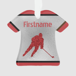 Eishockey Weihnachtsschmuck - funkelnde rote Jerse Ornament