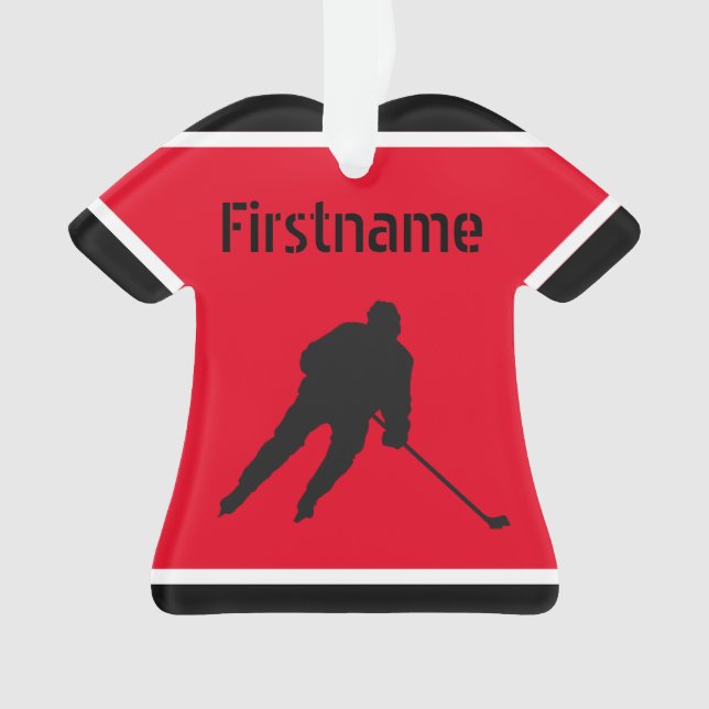 Eishockey Weihnachtsschmuck - Rotes Schwarzes Jers Ornament (Vorderseite)