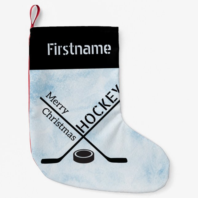 Eishockey Weihnachtsweihnachtsfest - Blaue Eisstöc Kleiner Weihnachtsstrumpf (Vorderseite)