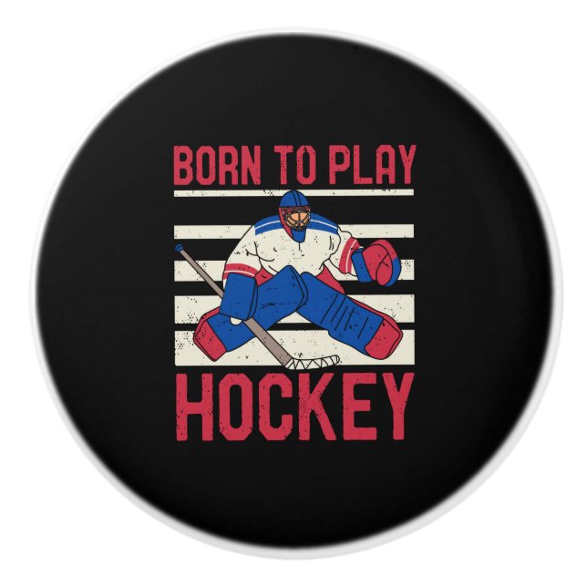 Eishockey Wintersport Keramikknauf (Vorderseite)