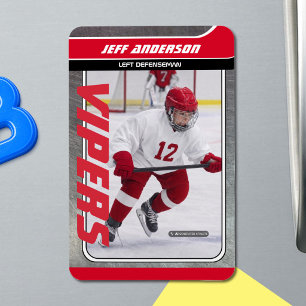 Eishockeyhandelskarte für Rot-Metal-Eishockey Magn Magnet