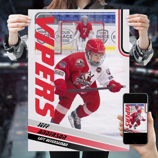 Eishockeyhandelskarte Poster (Unleash the ultimate power of customization with our red and black ice hockey Poster)