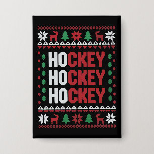 Eishockeyliebhaber Weihnachten Santa Lustiges Spor Button