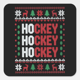 Eishockeyliebhaber Weihnachtsmann Lustiges Sportte Quadratischer Aufkleber