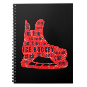 EishockeyNotebook (roter Skate mit Hockeywörtern) Notizblock