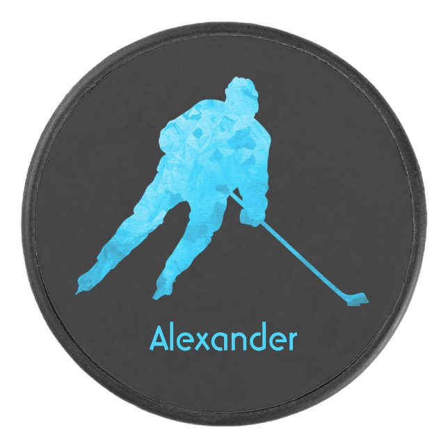 Eishockeypuffer Silhouette Türkis Eishockey Puck (Vorderseite)