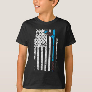 Eishockeyschläger US-amerikanische Flagge T-Shirt