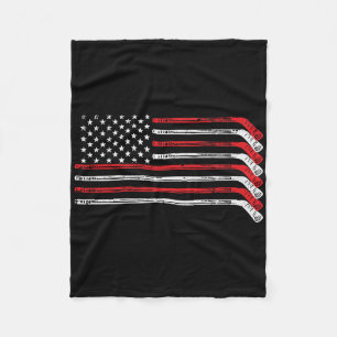 Eishockeyschläger Us Flagge Patriotischer Spieler Fleecedecke