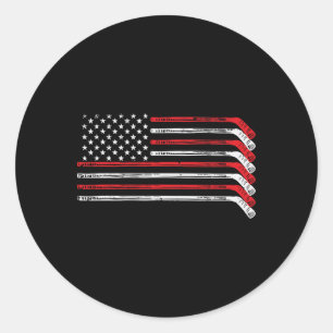 Eishockeyschläger Us-Flagge Patriotischer Spieler Runder Aufkleber
