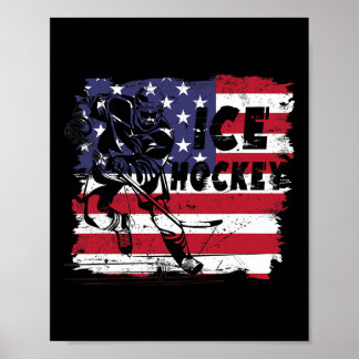 Eishockeyspieler Amerika Flagge Eishockeyspieler Poster