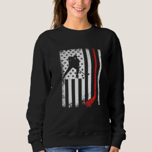 Eishockeyspieler Amerikanische Flagge 4. Juli Retr Sweatshirt