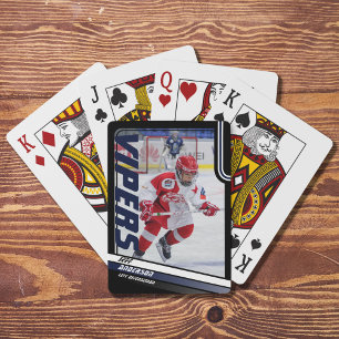 Eishockeyspieler Andenken auf dynamisch blauem Gru Spielkarten