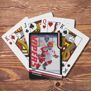 Eishockeyspieler Andenken auf dynamischem Rot Spielkarten