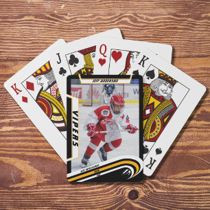 Eishockeyspieler behalten lebendig die gelbe Angew Spielkarten