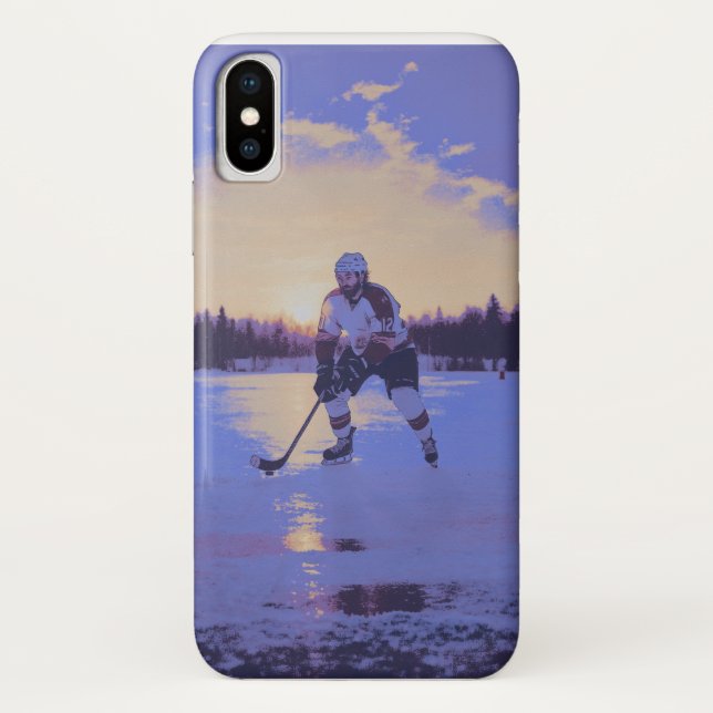 Eishockeyspieler bei Sonnenaufgang Case-Mate iPhone Hülle (Rückseite)