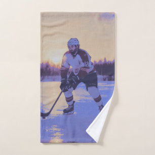 Eishockeyspieler bei Sonnenaufgang Handtuch