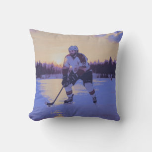 Eishockeyspieler bei Sonnenaufgang Kissen