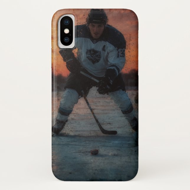 Eishockeyspieler bei Sunset Case-Mate iPhone Hülle (Rückseite)